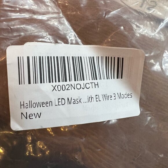 Light Up Blue Wire Horror Movie Halloween Mask Stitched Mouth and Eyes - Picture 10 of 11